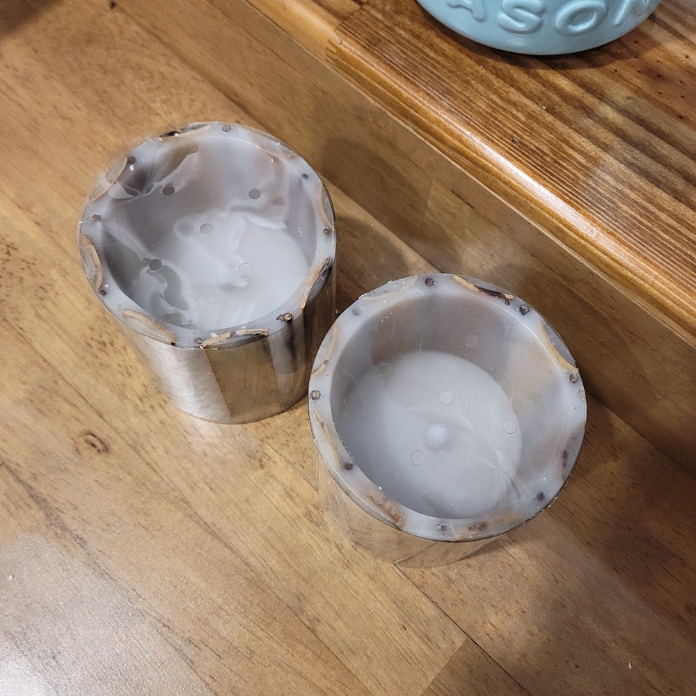 Scott Living (set of 2) 4" Birch Wax Flameless Pillar Candles 🕯